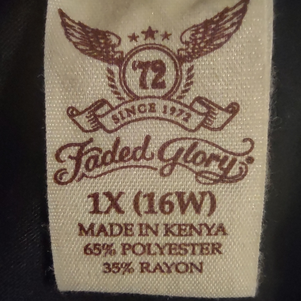 Faded Glory Black 3/4 Sleeve Top Cowl Neck 1X - Picture 2 of 12